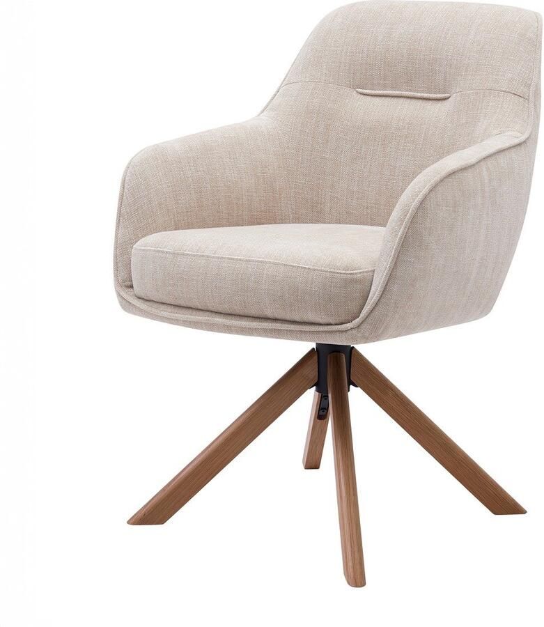 Giga Living Eetkamerstoel Avola Linnen Eikenhout 57x65x86cm Set van 2