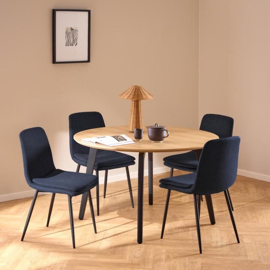 Giga Living Eetkamerstoel Becky Donkerblauw Stof Zithoogte 48cm Set van 4 - Foto 2