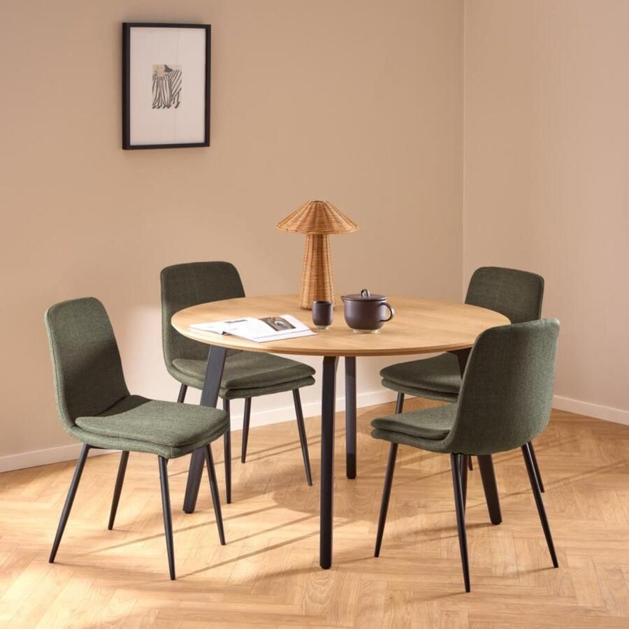 Giga Living Eetkamerstoel Becky Groen Stof Zithoogte 48cm Set van 4