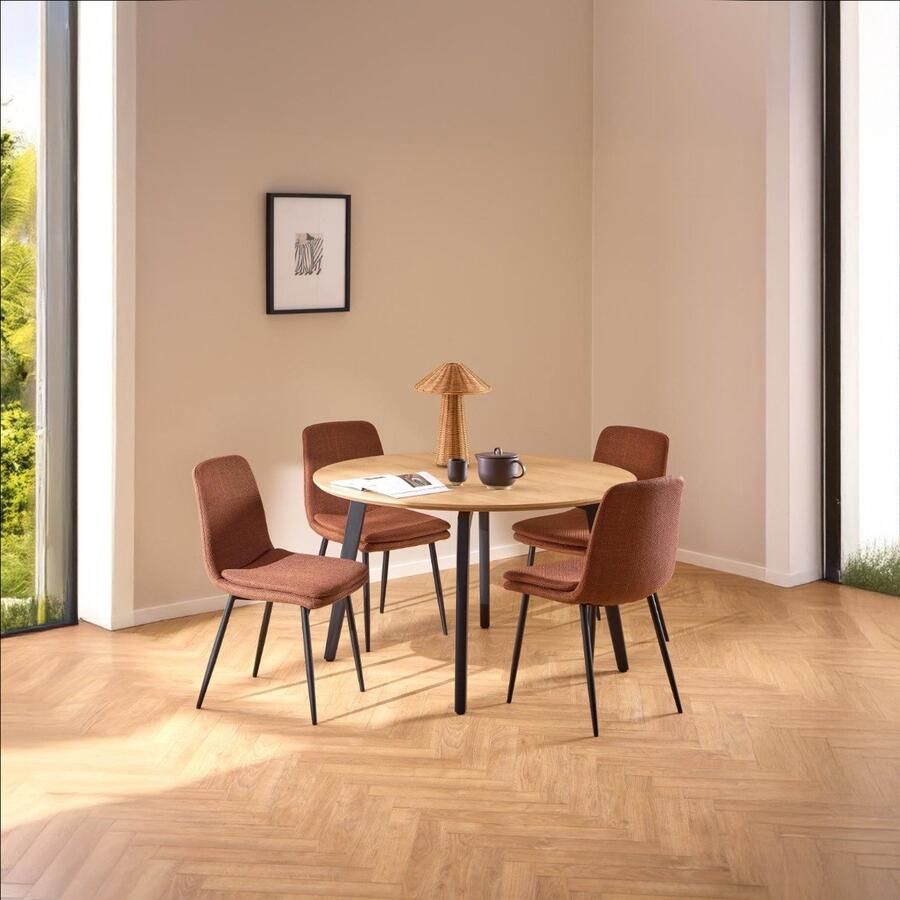 Giga Living Eetkamerstoel Becky Terracotta Stof Zithoogte 48cm Set van 4