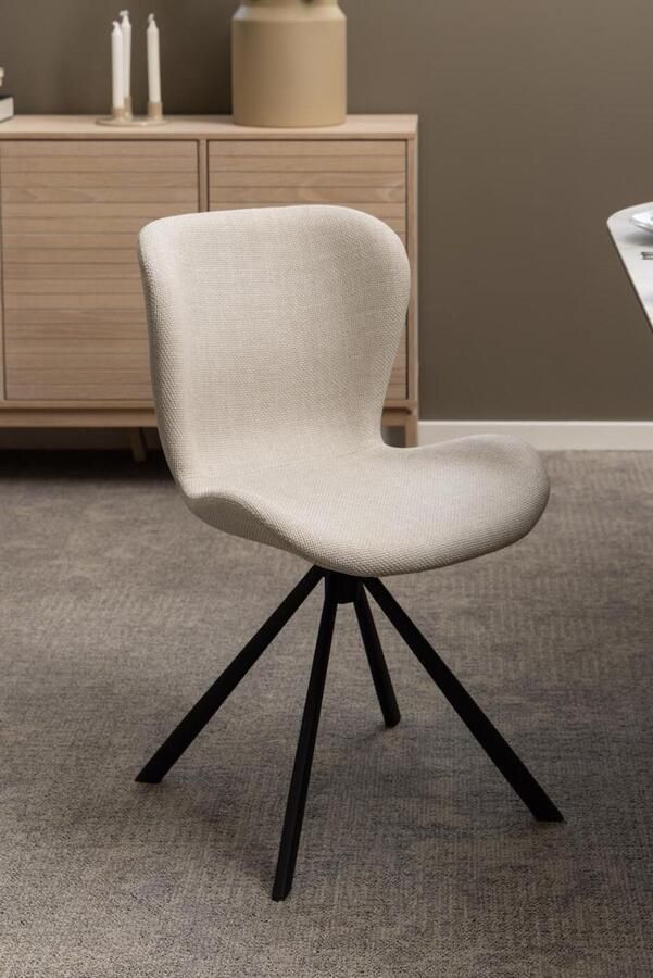 Giga Living Eetkamerstoel Beige Draaibaar Stof & Textiel 47x53x81cm Eetkamerstoel Zaria Set van 2