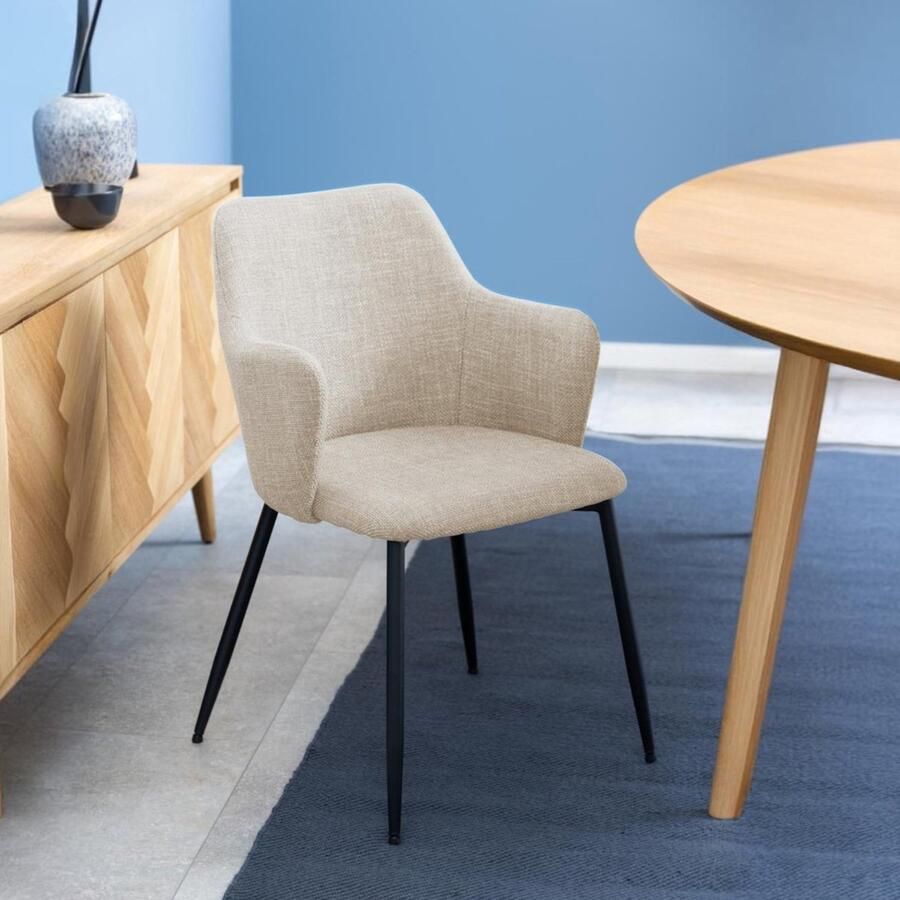 Giga Living Eetkamerstoel Beige Incl. Armleuning 58 5x55x84 5cm Set van 2