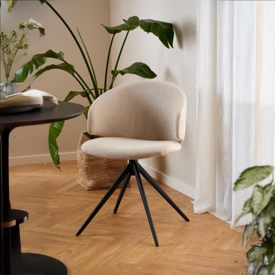 Giga Living Eetkamerstoel Beige Stof Draaibaar Zithoogte 44cm Valerie