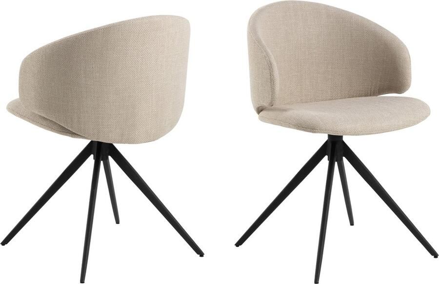 Giga Living Eetkamerstoel Beige Stof Draaibaar Zithoogte 44cm Valerie - Foto 5