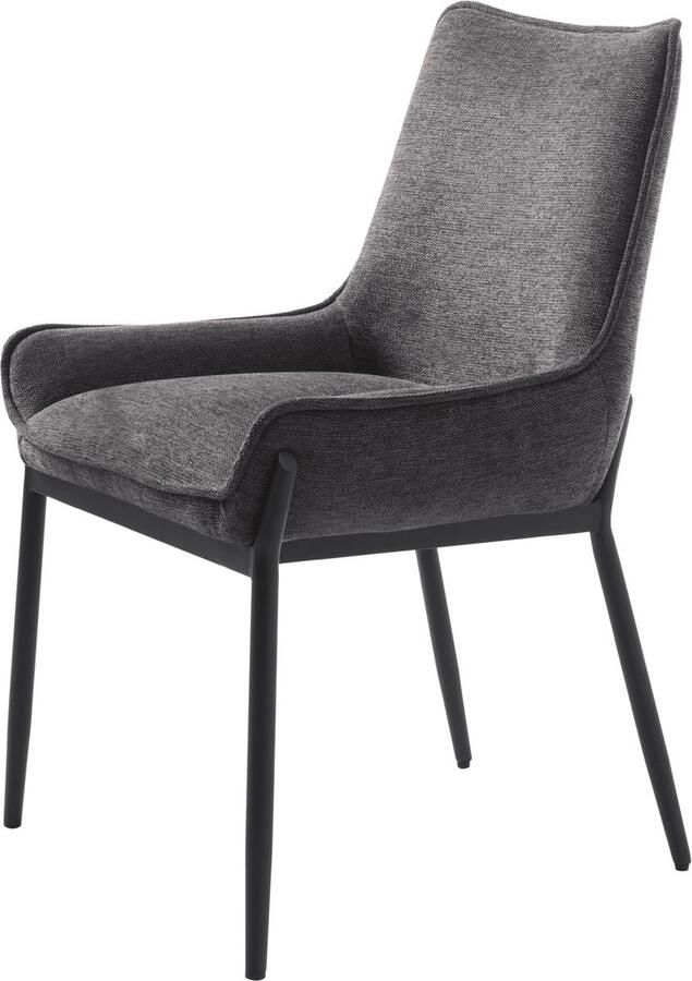 Giga Living Eetkamerstoel Donkergrijs Set Van 2 Metaal & Polyester 59x58x84cm Eetkamerstoel Calgary