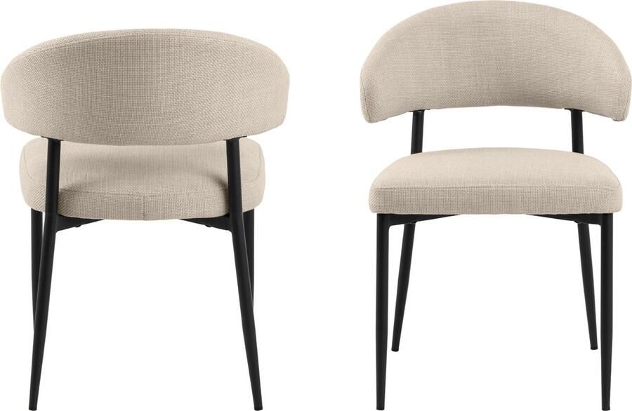 Giga Living Eetkamerstoel Catania Stof Beige Zithoogte 47 5cm Set van 2 - Foto 2