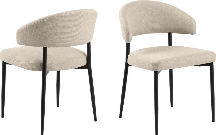 Giga Living Eetkamerstoel Catania Stof Beige Zithoogte 47 5cm Set van 2