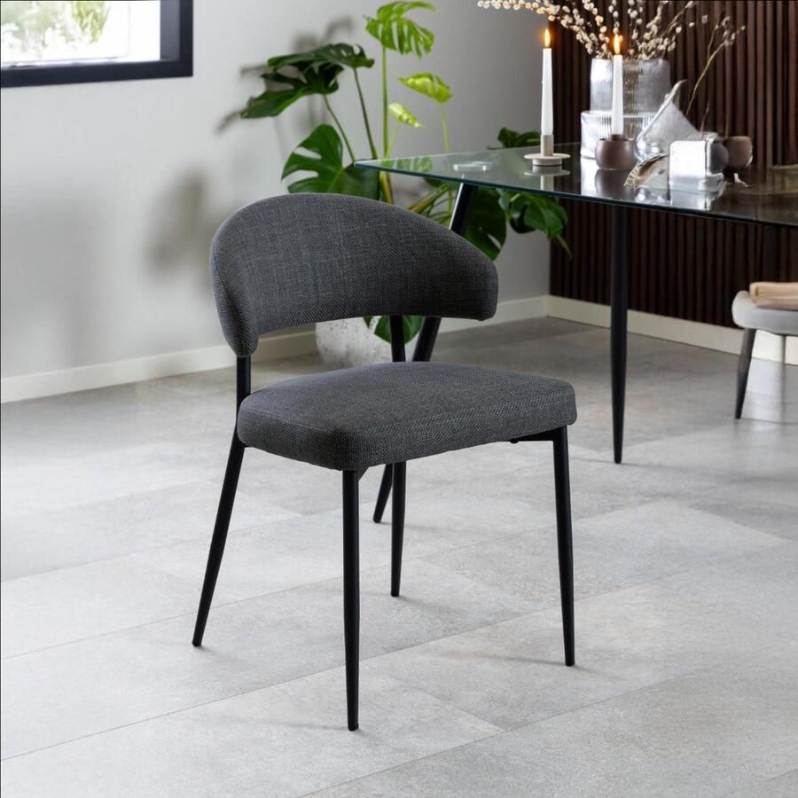 Giga Living Eetkamerstoel Catania Stof Grijs Zithoogte 47 5cm Set van 2