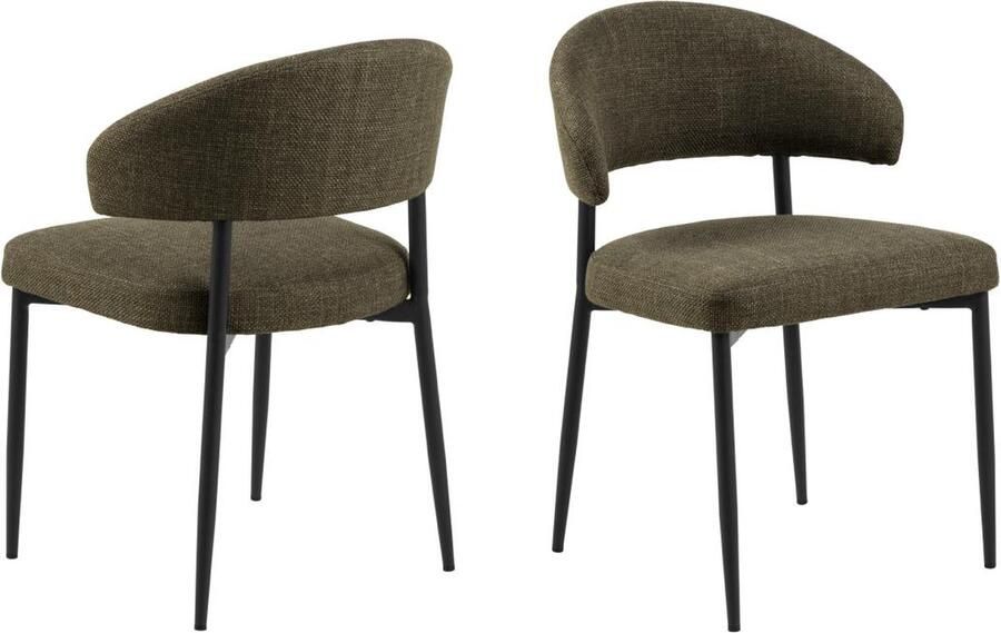 Giga Living Eetkamerstoel Catania Stof Groen Zithoogte 47 5cm Set van 2