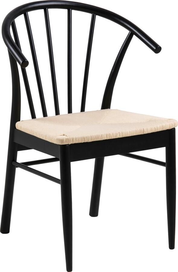 Giga Living Eetkamerstoel Dolen Met Armleuning Paper Plaits Off White Zwart - Foto 2