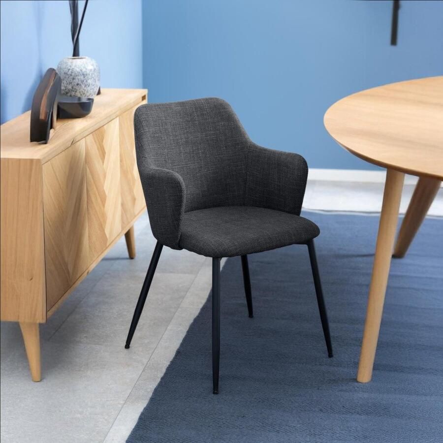 Giga Living Eetkamerstoel Donkergrijs Incl. Armleuning 58 5x55x84 5cm Set van 2