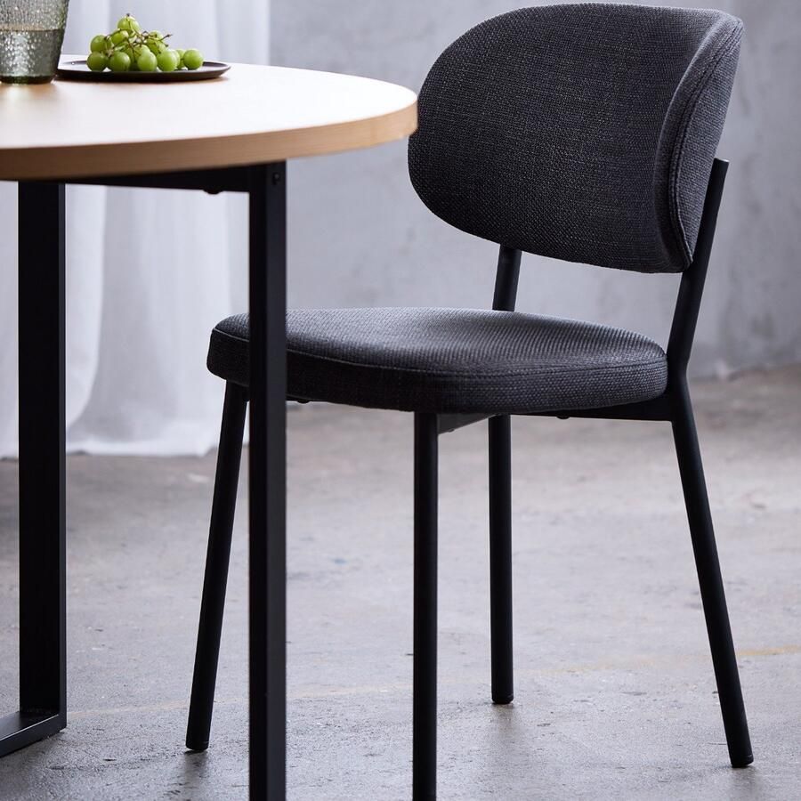 Giga Meubel Giga Living Eetkamerstoel Donkergrijs Stof 48x53x81 2cm Fowler