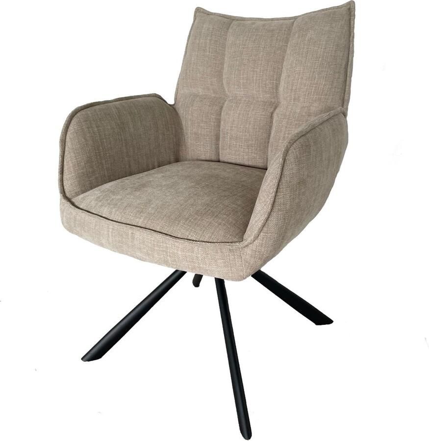 Giga Meubel Giga Living Eetkamerstoel Beige Stof Draaibaar 65x59x86cm Select Marilla