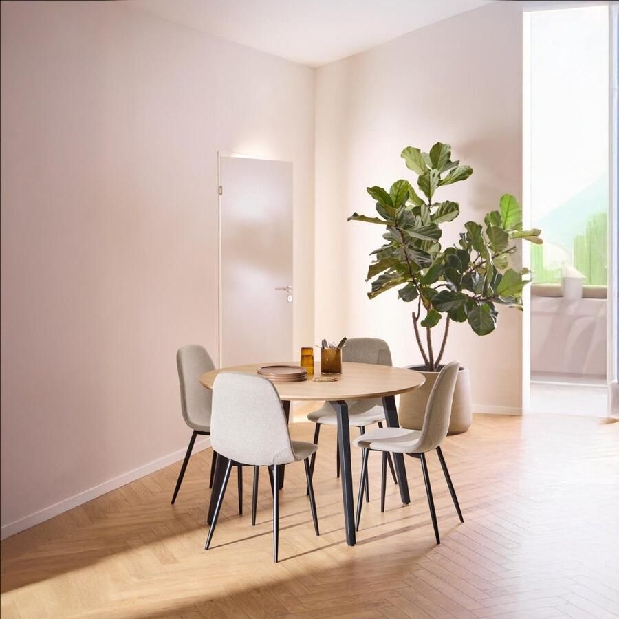 Giga Living Eetkamerstoel Duvra Beige Stof Zithoogte 46cm Set van 4