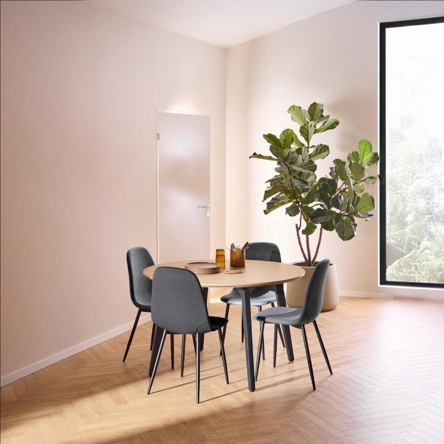 Giga Living Eetkamerstoel Duvra Lichtgrijs Zwart Zithoogte 46cm Set van 4