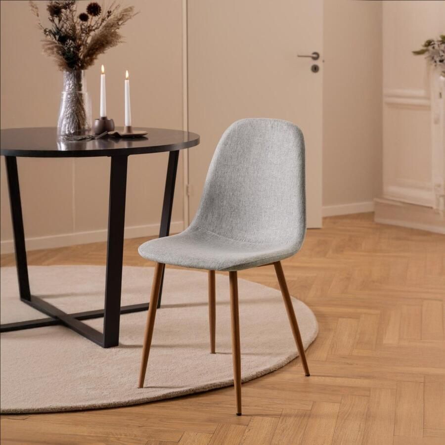 Giga Living Eetkamerstoel Duvra Lichtgrijs Naturel Nesia Set van 4