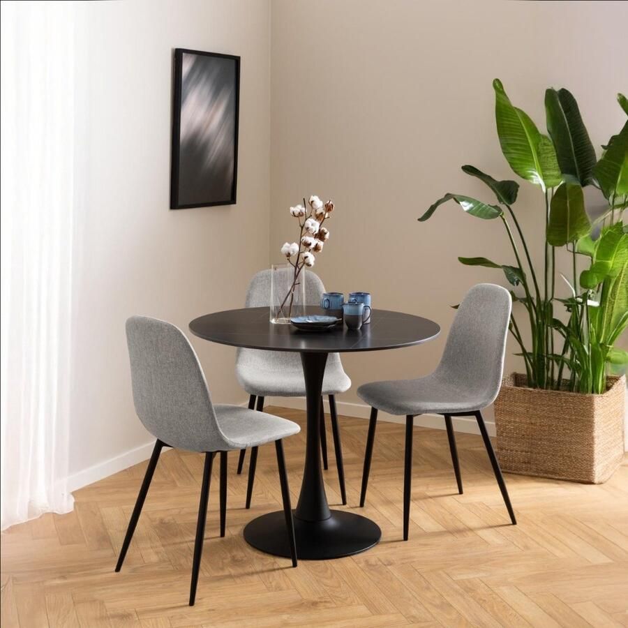 Giga Living Eetkamerstoel Duvra Lichtgrijs Zwart Nesia Set van 4