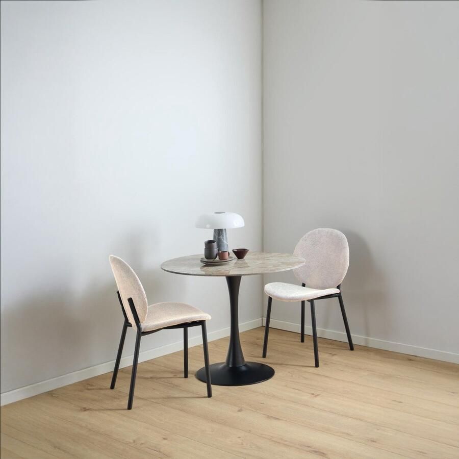 Giga Living Eetkamerstoel Elda Beige Stof Zithoogte 46 5cm Set van 2