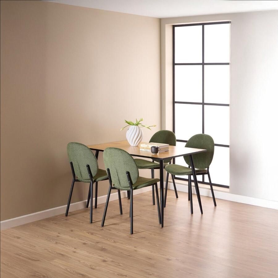 Giga Living Eetkamerstoel Elda Groen Stof Zithoogte 46 5cm Set van 2