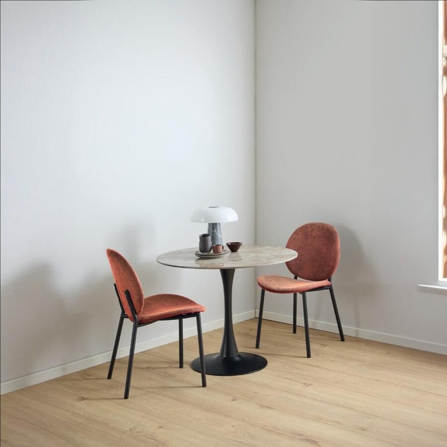 Giga Living Eetkamerstoel Elda Terracotta Stof Zithoogte 46 5cm Set van 2