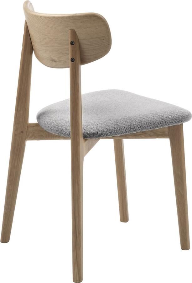 Giga Living Eetkamerstoel Naturel Grijs Set Van 2 Eikenhout & Bouclé 50x46x81cm Eetkamerstoel Elim