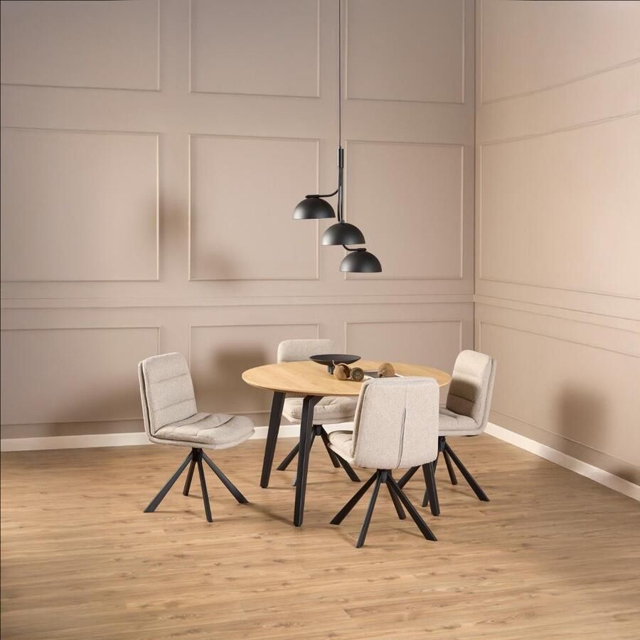 Giga Living Eetkamerstoel Ensta Beige Stof Zithoogte 52cm Set van 2