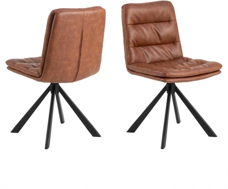 Giga Living Eetkamerstoel Ensta Cognac PU Leer Zithoogte 52cm Set van 2