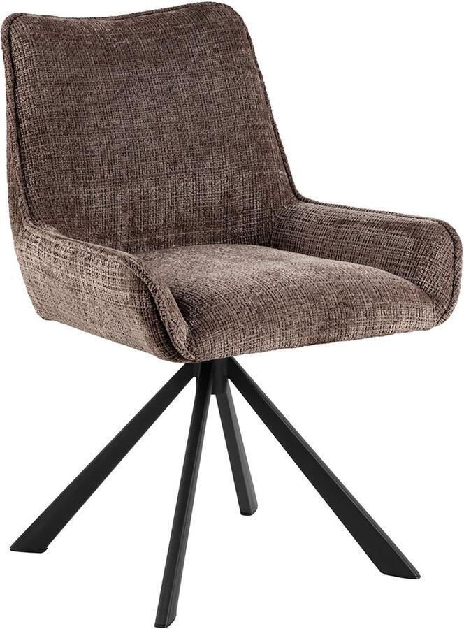 Giga Living Eetkamerstoel Falden Bruin Stof Zithoogte 47cm Set van 2 - Foto 2