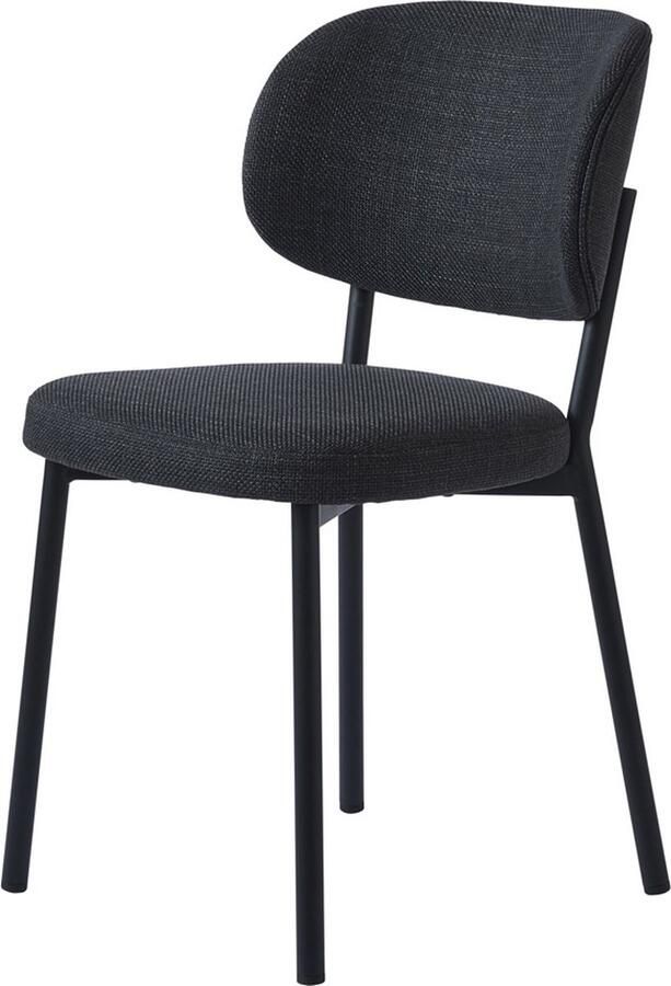 Giga Living Eetkamerstoel Donkergrijs Set Van 2 Metaal & Polyester 48x53x81 2cm Eetkamerstoel Fowler