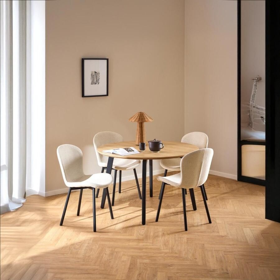 Giga Living Eetkamerstoel Galtor Beige Stof Zithoogte 47cm Set van 2