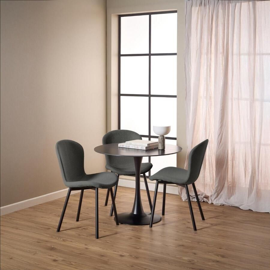 Giga Living Eetkamerstoel Galtor Donkergrijs Stof Zithoogte 47cm Set van 2