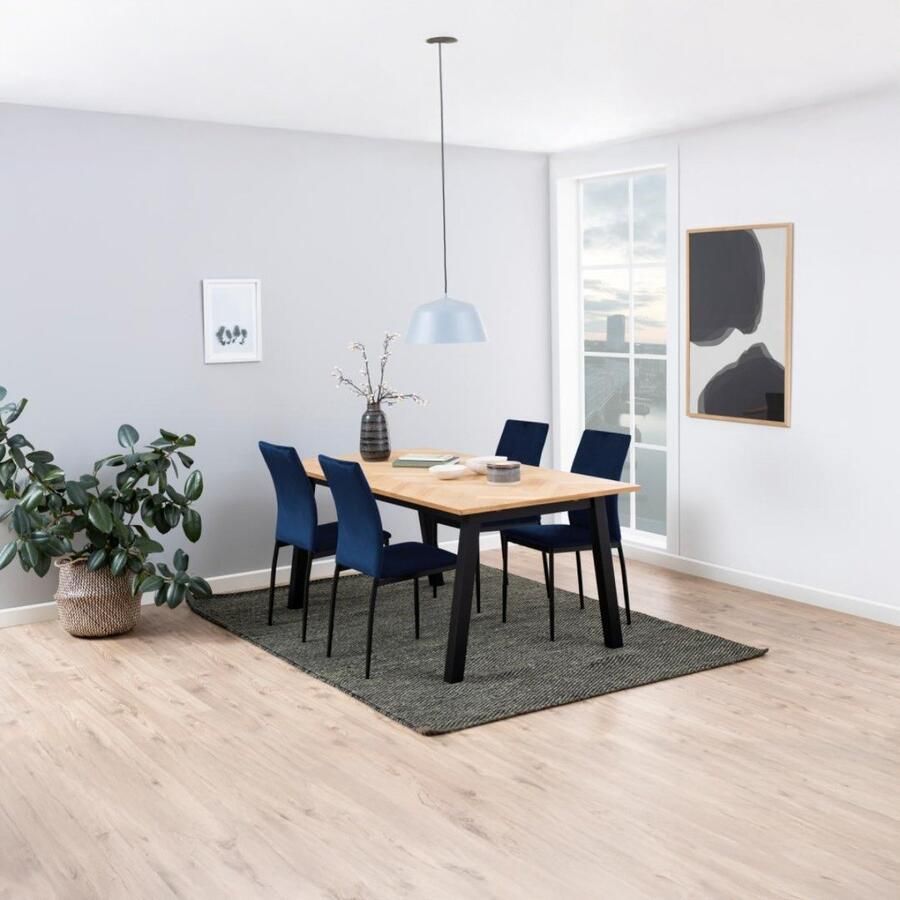 Giga Living Eetkamerstoel Grondal Donkerblauw Zithoogte 48 5cm Set van 4