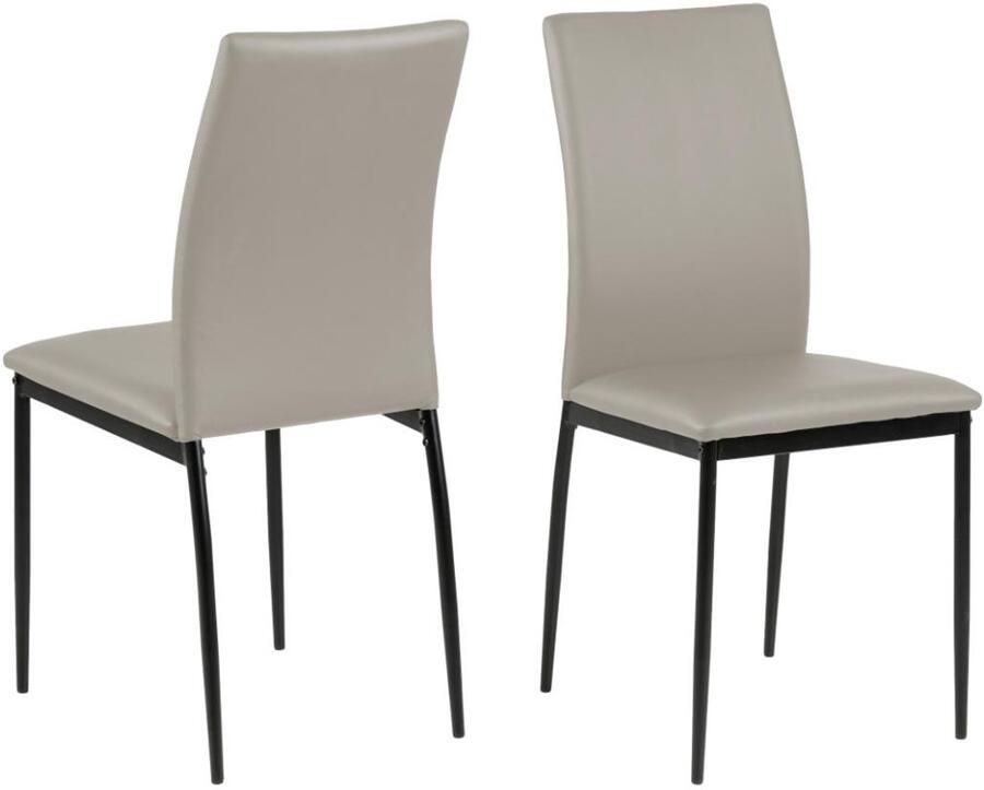 Giga Living Eetkamerstoel Grondal Taupe PU Leer Zithoogte 48 5cm Set van 4