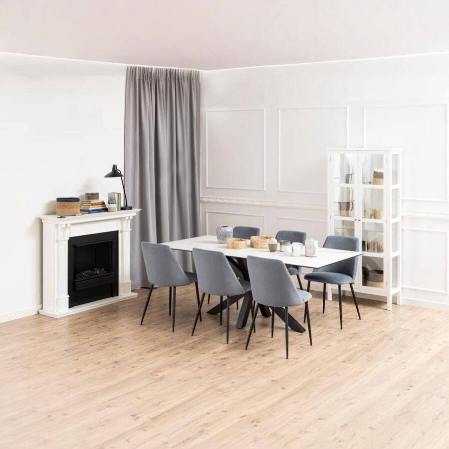 Giga Living Eetkamerstoel Ingel Grijs Stof Zithoogte 48 5cm Set van 4