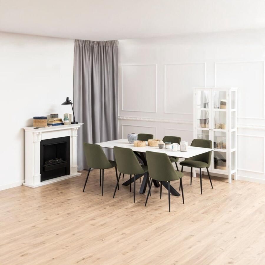 Giga Living Eetkamerstoel Ingel Groen Stof Zithoogte 48 5cm Set van 4