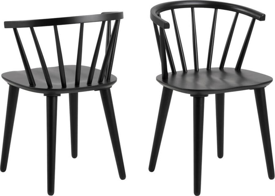 Giga Living Eetkamerstoel Zwart Set Van 2 Rubberhout 51 5x51x75cm Eetkamerstoel Ite