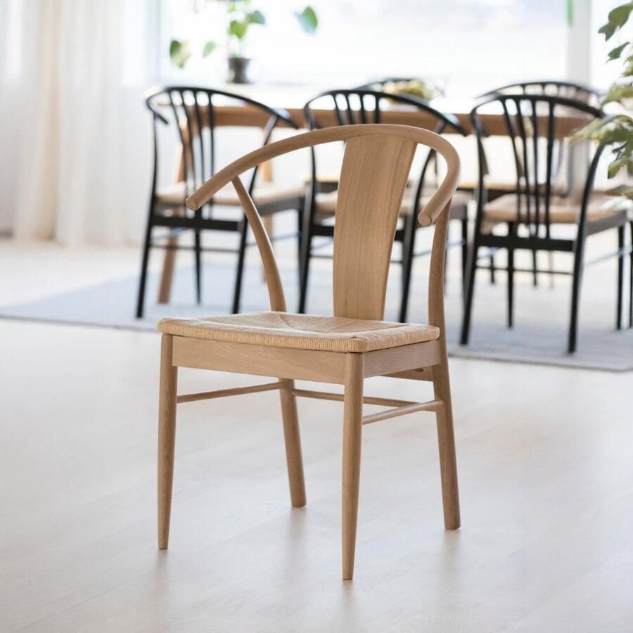 Giga Living Eetkamerstoel Julen Met Armleuning Paper Plaits Off White Set van 2