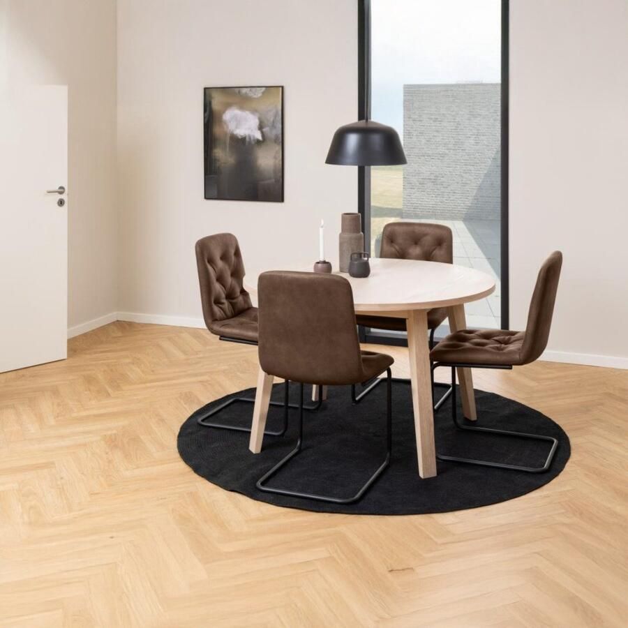 Giga Living Eetkamerstoel Karna Bruin Stof Zithoogte 50cm Set van 2