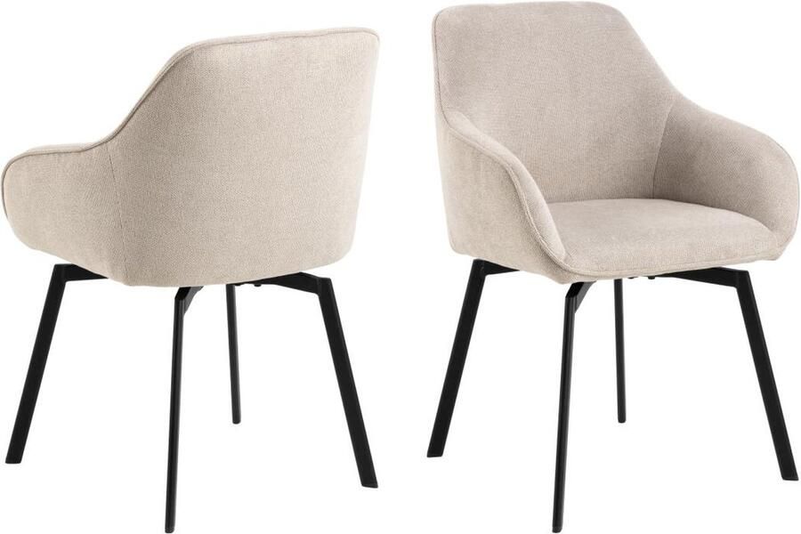 Giga Living Eetkamerstoel Met Armleuning Beige Set Van 2 Stof & Staal 58 5x56x83 5 cm Eetkamerstoel Klaasje