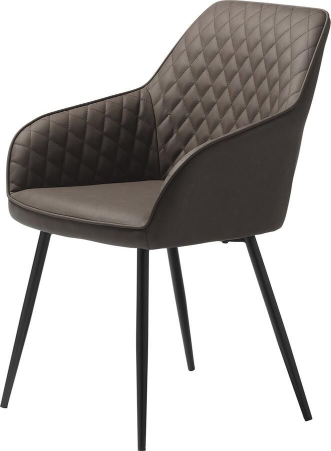 Giga Living Eetkamerstoel Kunstleer Donkerbruin Zitdiepte 41cm Set van 2