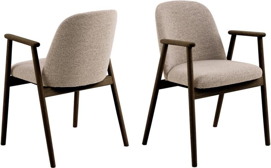 Giga Living Eetkamerstoel Leonie Met Armleuning Beige Monza Set van 2