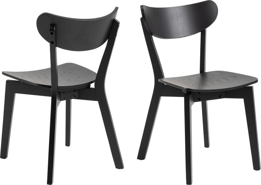 Giga Living Eetkamerstoel Levi Eiken Fineer Zwart Set van 2