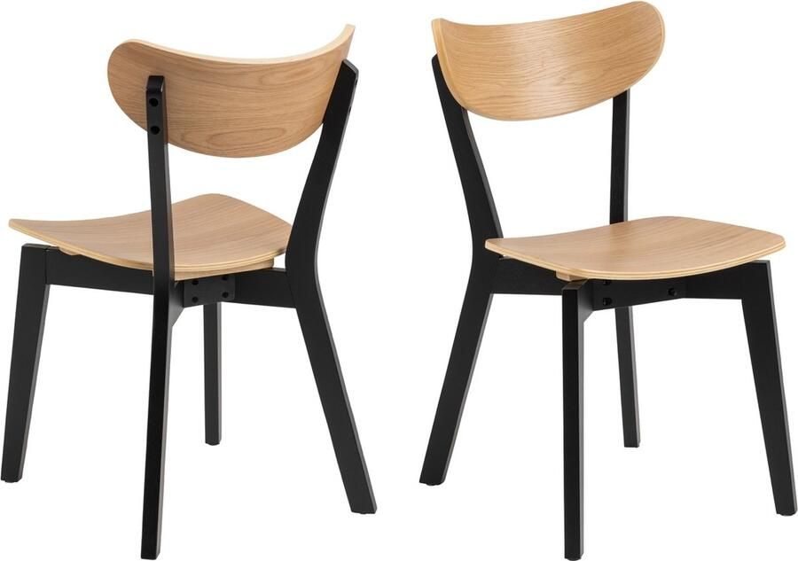 Giga Living Eetkamerstoel Naturel Set Van 2 Eiken Fineer & Rubberhout 45x55x79 5 cm Eetkamerstoel Levi