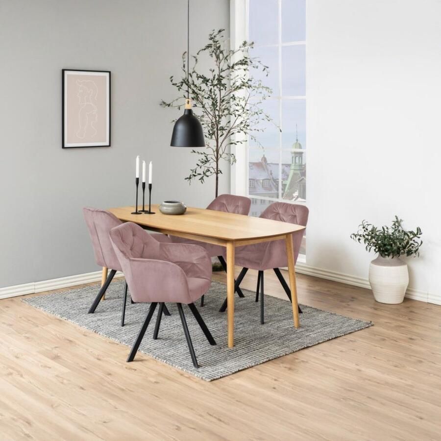Giga Living Eetkamerstoel Lida Roze Stof Zithoogte 47 5cm