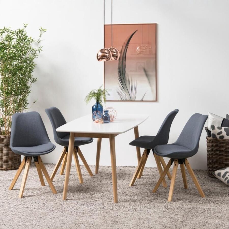 Giga Living Eetkamerstoel Ljusvik Donkergrijs Zithoogte 49cm Set van 2