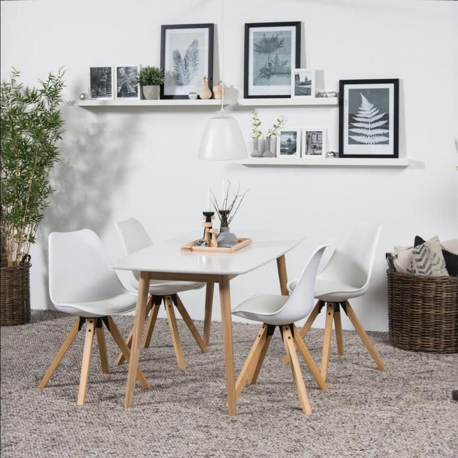 Giga Living Eetkamerstoel Ljusvik Wit PU Leer Zithoogte 49cm Set van 2