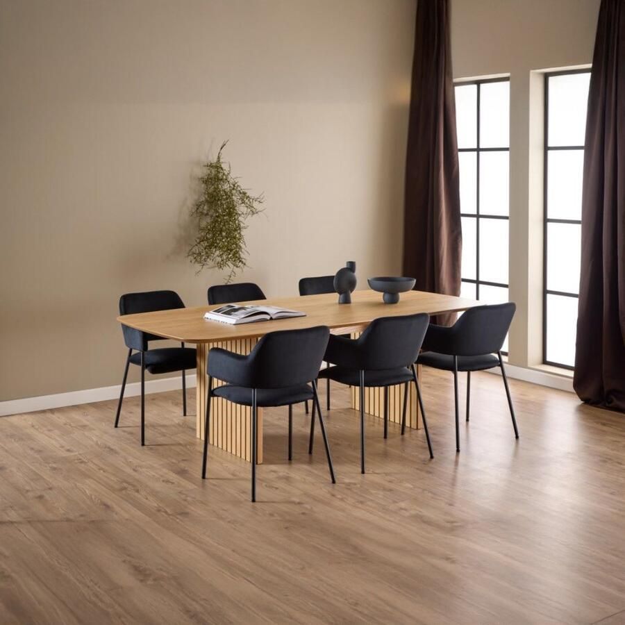 Giga Living Eetkamerstoel Loes Met Armleuning Zwart Dublin Set van 2