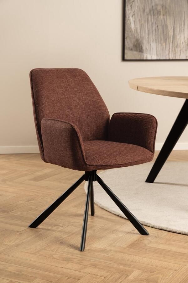 Giga Living Eetkamerstoel Lugo Met Armleuning Terracotta Basel Set van 2