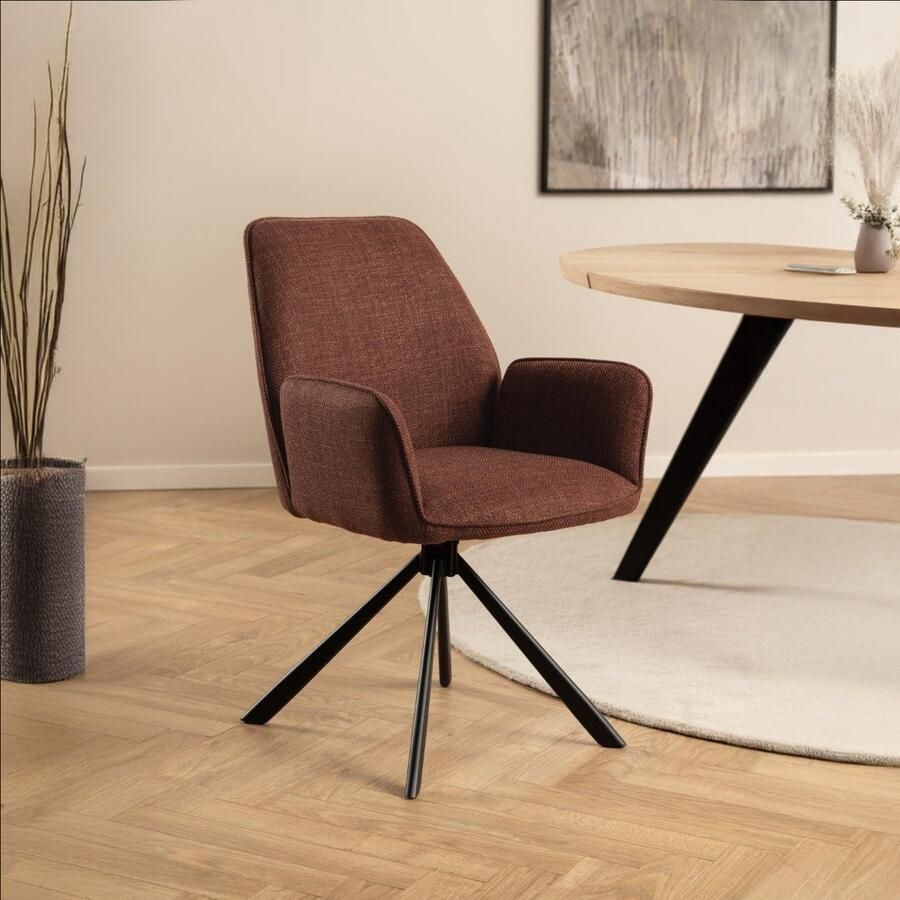 Giga Living Eetkamerstoel Lugo Met Armleuning Terracotta Basel Set van 2