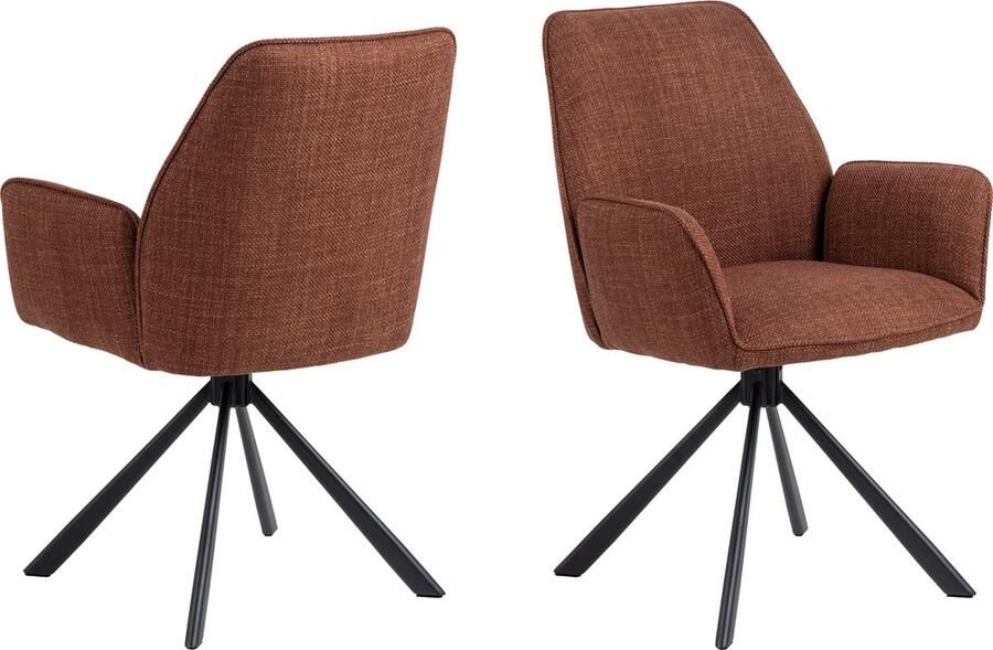 Giga Living Eetkamerstoel Lugo Met Armleuning Terracotta Basel Set van 2 - Foto 2